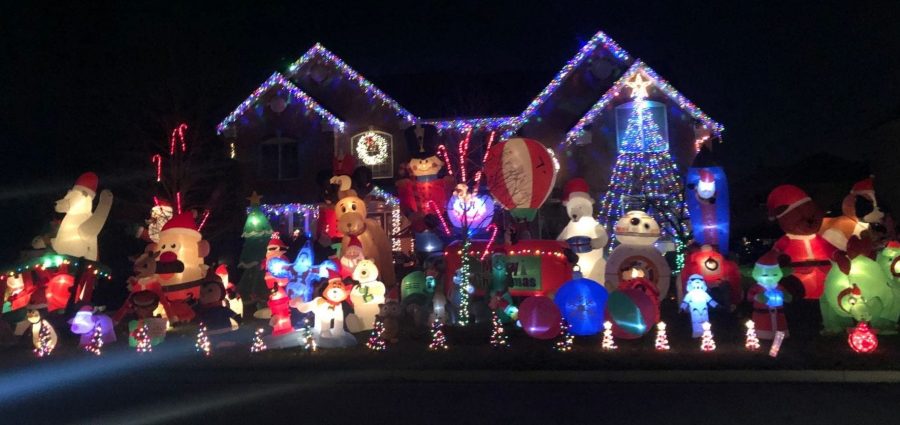 Students love the home on Flemming Drive filled with Christmas blow ups to celebrate the holiday season.