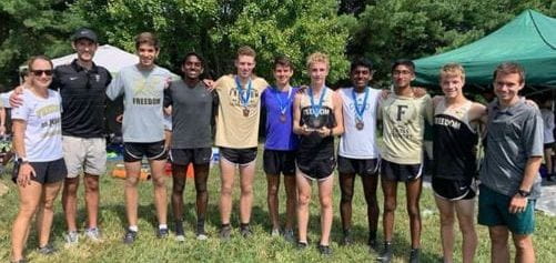 The boy varsity team poses for a photo after their victory at Great Meadow back in September. Photo taken by Morgan Maiden 