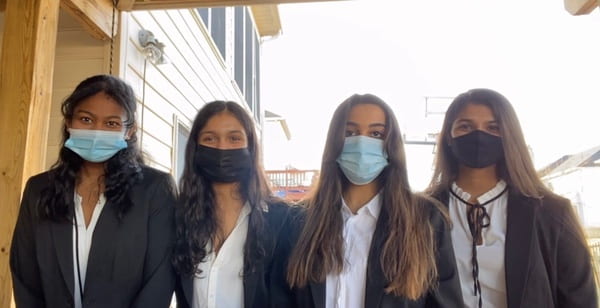 Juniors Divya Kumar, Shruti Adavelly, Khushi Gandhi, and Dhiya Srikanth team up to compete in this years virtual HOSA competition. 