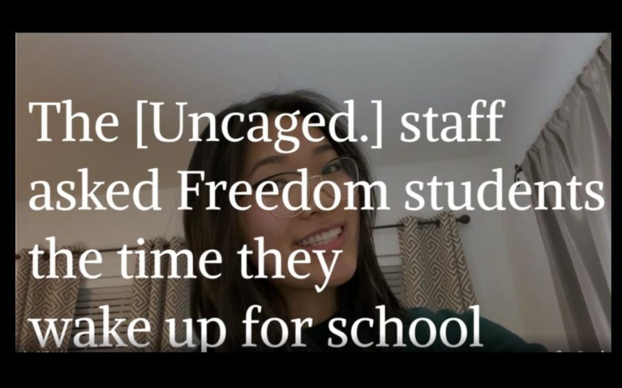 Senior Susanna Kim along with other Freedom students state the time they wake up for school.