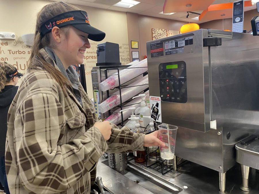 Freedom High School sophomore Scarlett Fox works at Dunkin Donuts part-time.