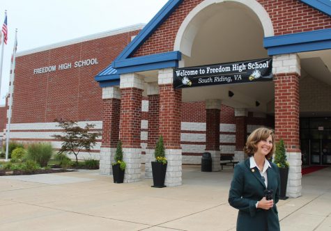 First Lady of Virginia, Pamela Northam, visits Freedom High School and admires mental health resources offered.
