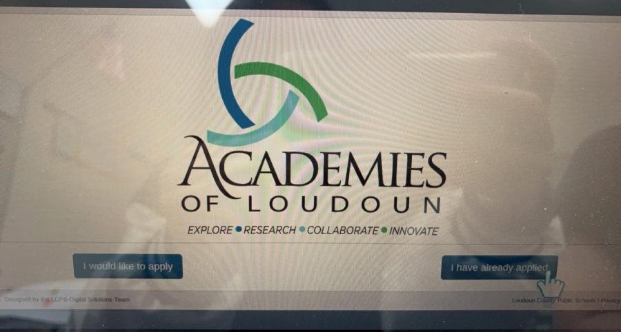 Picture of application page on Academies of Loudoun website. 
