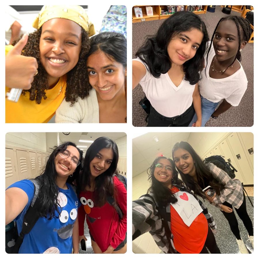 Students dress up for Class Color Day (top left and right), Perfect Pair Day (bottom left), and Class Theme Day (bottom right) 

