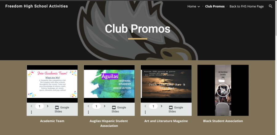 Freedom+High+Schools+Club+promos+on+the+FHS+website.
