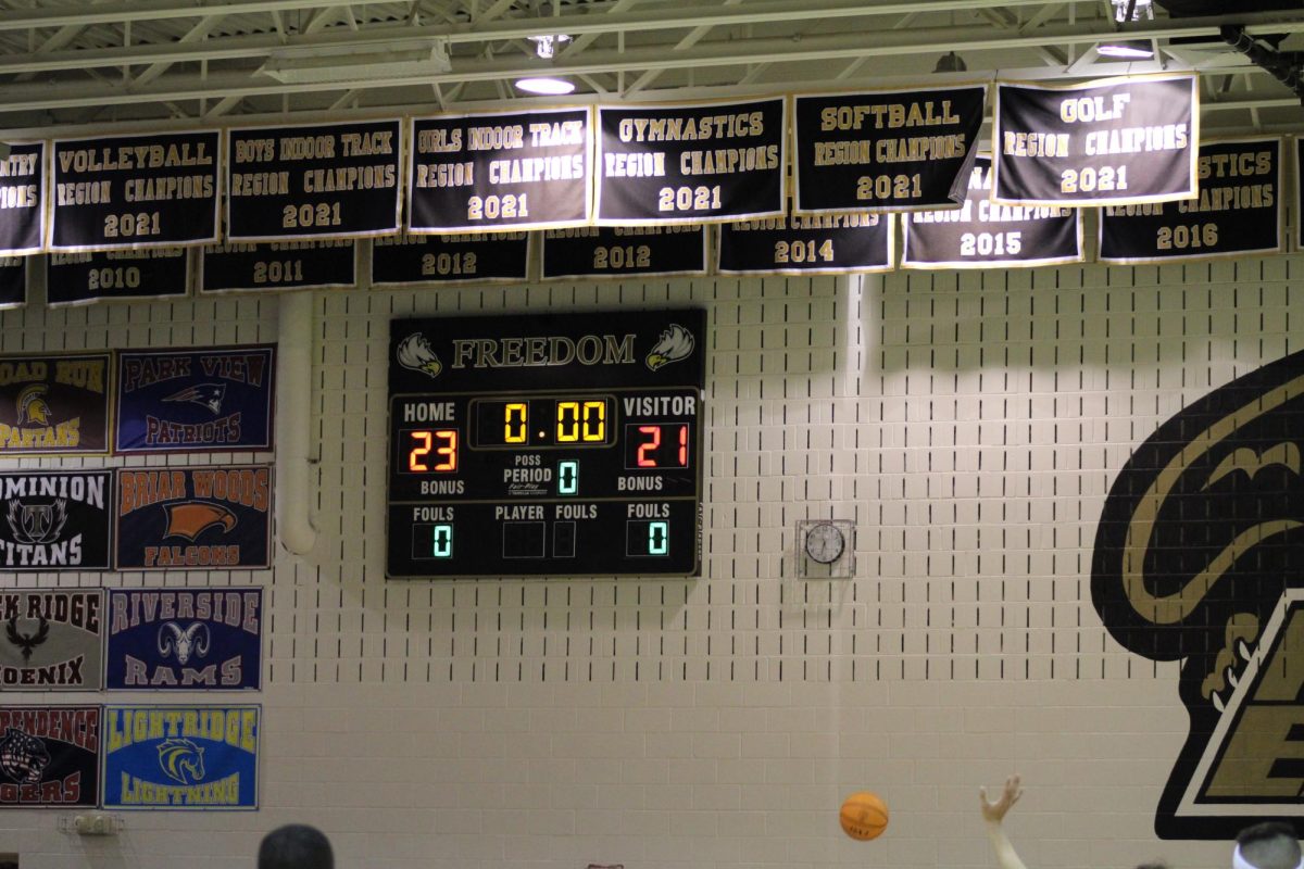 The final score in the Seniors vs. Staff Basketball Game.