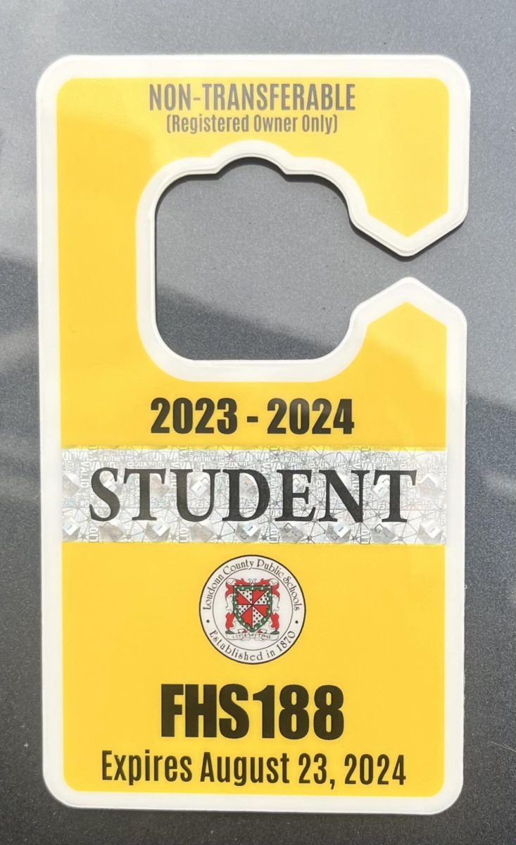 Photo of a Senior Parking Pass at Freedom High School.