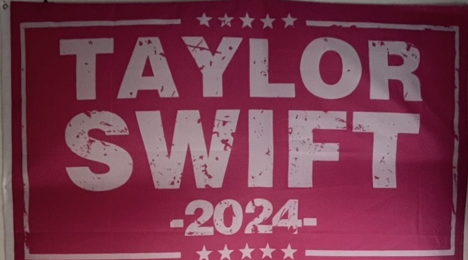 Flag supporting Taylor Swift on sophomore Anika Dutt's ceiling.