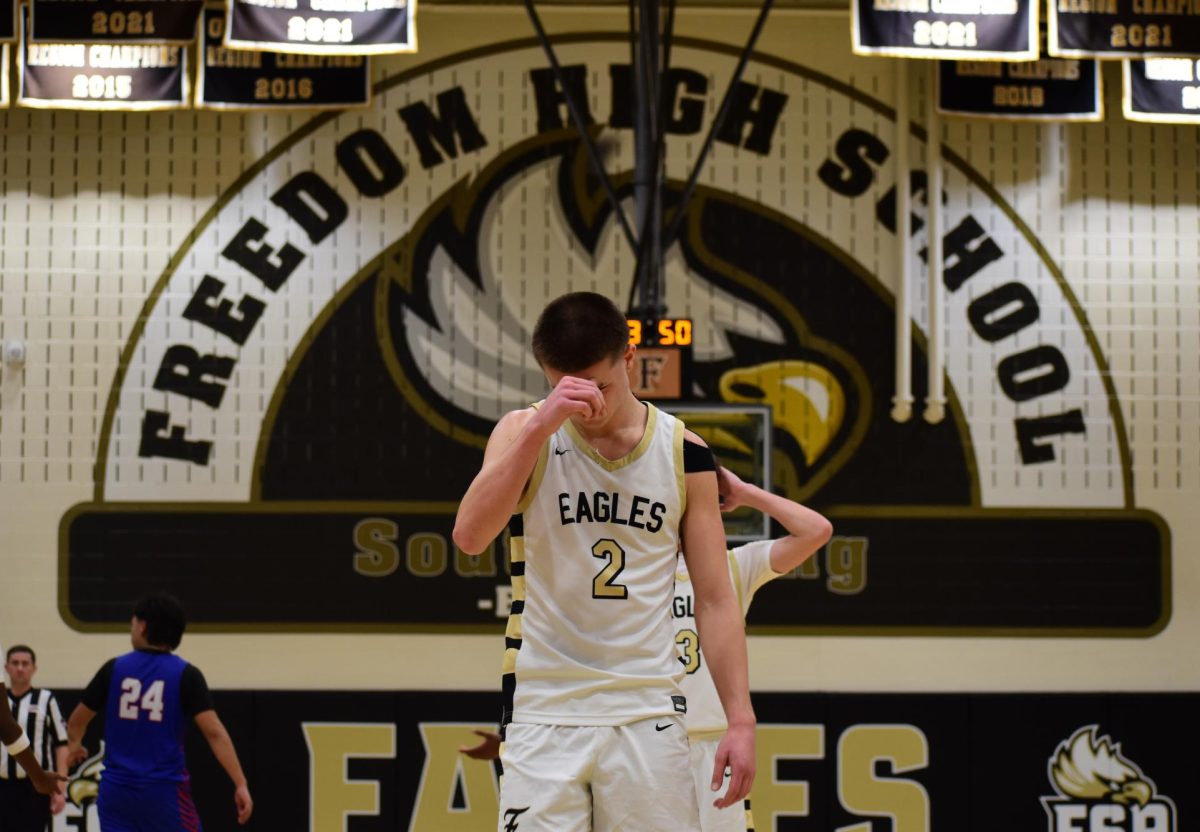 Senior Charlie Boone prepares for a free throw. 