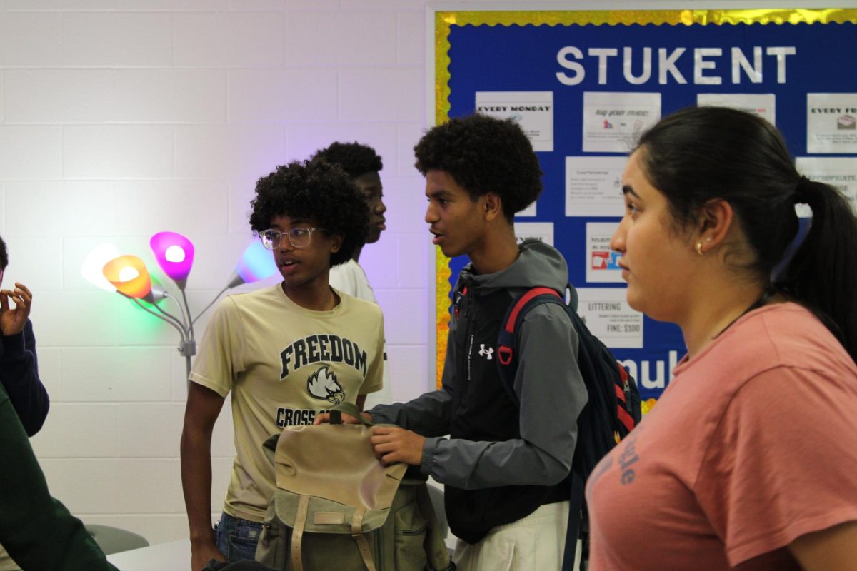 A group of students playing "Four Corners" during the BSA Ice Cream Social